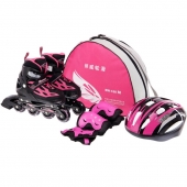 Banwei Роликовые коньки с защитой BW-188 р-р 31-42 S (31-34) Черный/Розовый