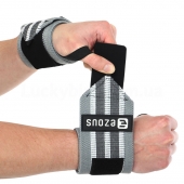 Ezous Бинти кистьові для жиму 2шт Strong Wrist Wraps C-06 Сірий/Білий