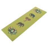 Record Килимок для йоги лляний каучуковий FI-7157-6 р.183x61x0,3см принт Слон і Лотос Бежевий