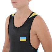 SP-Sport Трико для боротьби дитяче Ukraine JY-6607 7XS Чорний/Синій/Жовтий