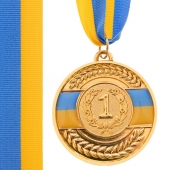 SP-Sport Медаль спортивная с лентой Ukraine C-6865 Золото
