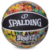 Spalding Мяч баскетбольный резина №7 84372Y GRAFFITI Черный/Желтый