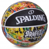 Spalding Мяч баскетбольный резина №7 84372Y GRAFFITI Черный/Желтый