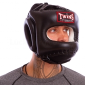 Twins Шлем боксёрский с бампером Кожа HGL10 M Черный
