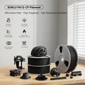 Sunlu Нейлон PA12-CF армований вуглеволокном для 3D друку 0.5кг Black/Чорний