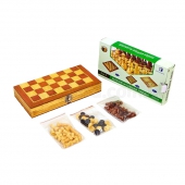 Шахматы, шашки, нарды 3 в 1 деревянные W2408 