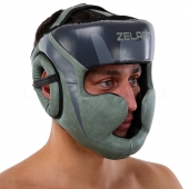 Zelart Шолом боксерський з повним захистом BO-1197 S Чорний/Оливковий