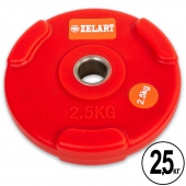ZEL Блин (диск) полиуретановый TA-5336 28мм 2,5кг Красный