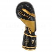 Zelart Боксерські рукавиці Шкіра Elite VL-8291 10Oz Чорний/Золотий