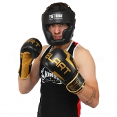 Zelart Боксерські рукавиці Шкіра Elite VL-8291 10Oz Чорний/Золотий